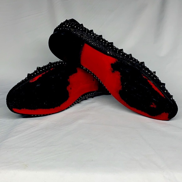 FIESSO Black Leather Loafers With Spike / Rhinestones Studs and Tassels - Picture 5 of 8